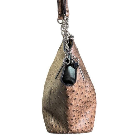 Faux Ostrich Leather Shoulder Bag With Chain Straps - Picture 5 of 10